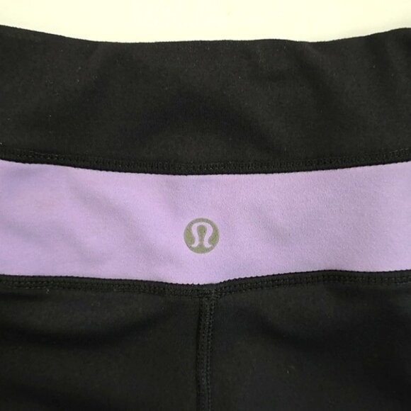 Lululemon Women's Black Groove Flare Pant Stretch Purple Stripe Yoga Size 8 - Picture 5 of 14